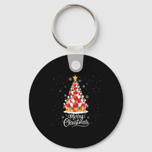 Funny Bowling Christmas Tree Lights Xmas Men Women Keychain