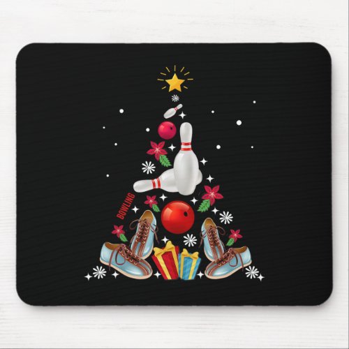 Funny Bowling Christmas Tree Ornament Decor Merry  Mouse Pad