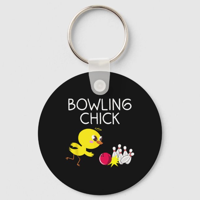 Funny Bowling Design For Girls Women Bowler Bowlin Keychain (Front)