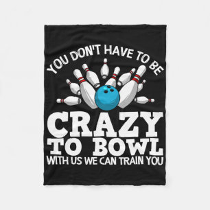 Funny Bowling Design For Men Women Kids Bowler Bow Fleece Blanket