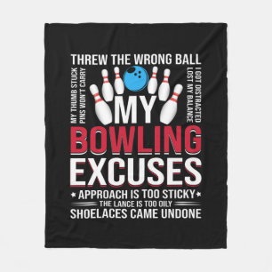 Funny Bowling excuses word art Fleece Blanket