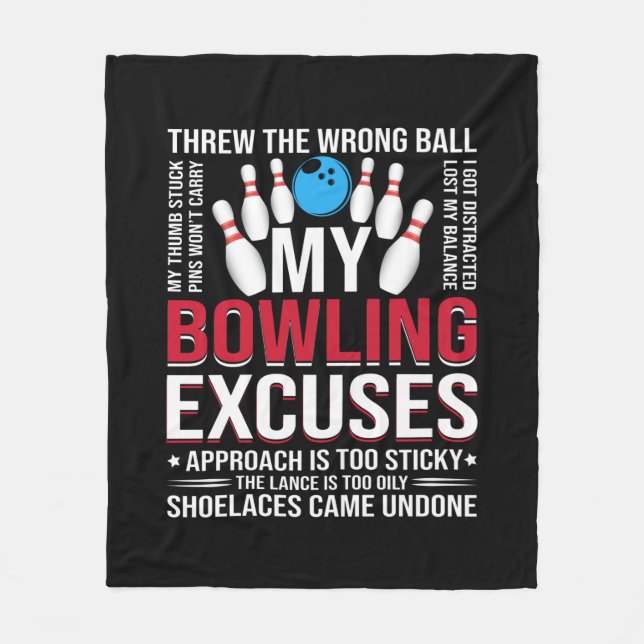 Funny Bowling excuses word art Fleece Blanket (Front)