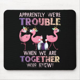 Funny Bowling Flamingo Mouse Pad