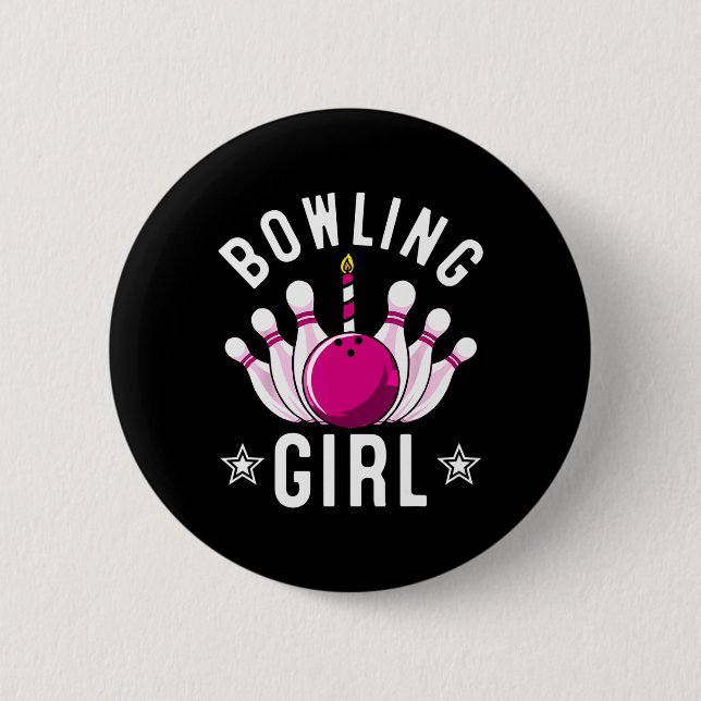 Funny Bowling Gift For Kids Cool Bowler Girls Birt Button (Front)