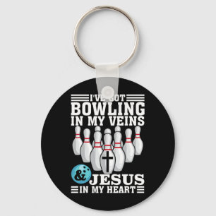 Funny Bowling Gift For Men Women Cute Bowler And J Keychain