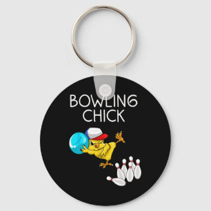 Funny Bowling Gift Women Cute Bowling Chick Sports Keychain
