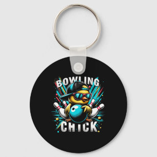 Funny Bowling Gifts Cute Or Bowling Chick Sports  Keychain