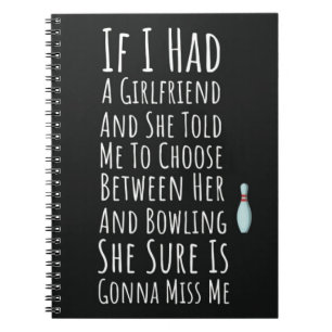 Funny Bowling Gifts For Him Men Teen Boys Bowler Notebook