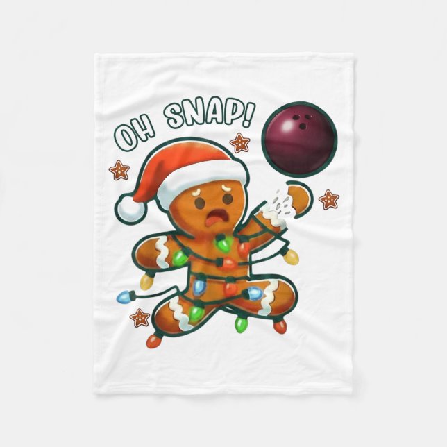 Funny Bowling Gingerbread Cookie Lights Oh Snap Gi Fleece Blanket (Front)