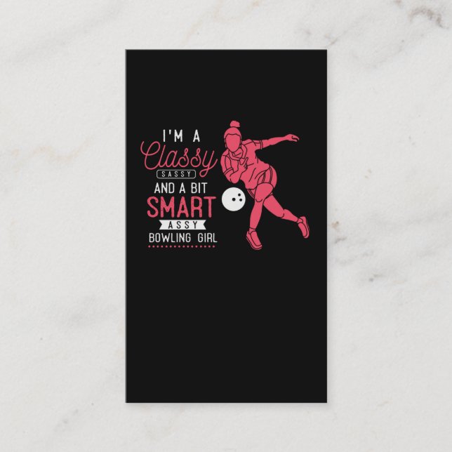 Funny Bowling Girl Witty Bowler Humor Business Card (Front)
