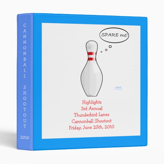 Funny Bowling Highlights Photo Scrapbook Custom 3 Ring Binder (Front/Spine)