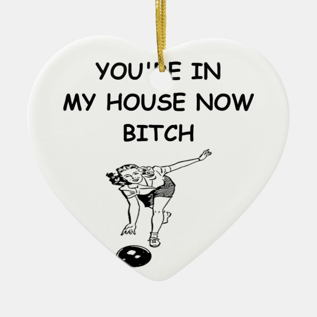 funny bowling joke ceramic ornament (Front)