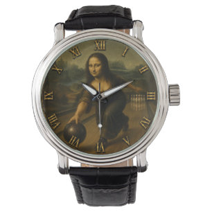 Funny Bowling Mona Lisa Bowler Gift Watch