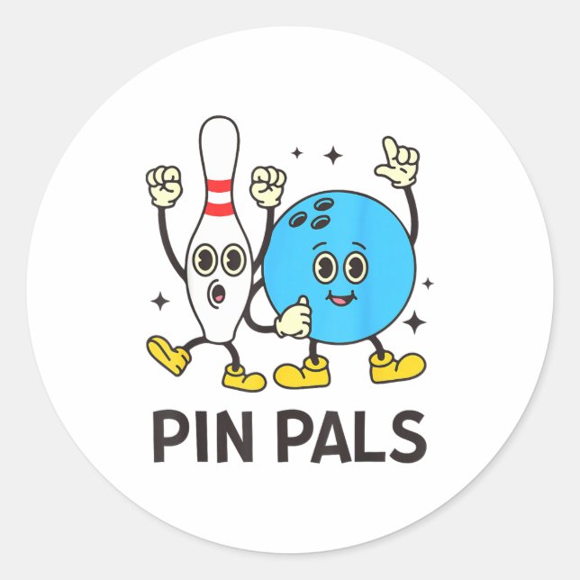 Funny Bowling N Pals Bowl Bowler Bowling Lover  Classic Round Sticker (Front)