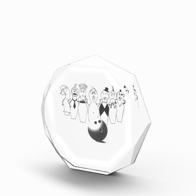 Funny bowling pin characters acrylic award (Right)