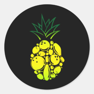 Funny Bowling Pineapple Classic Round Sticker