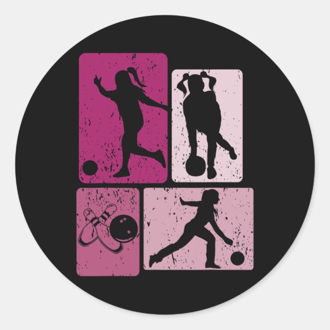 Funny Bowling Player Bowler Game Enthusiast Outfit Classic Round Sticker (Front)