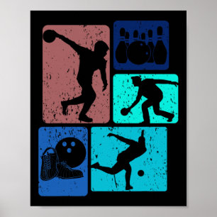 Funny Bowling Player Bowler Vintage Bowl Game Enth Poster