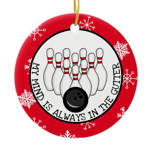 Funny Bowling Pun Christmas   Ceramic Ornament
