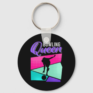 Funny Bowling Saying Bowling Queen Women Bowler  Keychain
