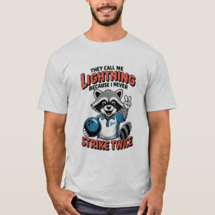 Funny Bowling Saying Lightning Strike Twice Humor T-Shirt