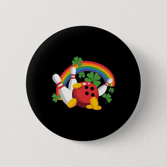 Funny Bowling Shamrock Leprechaun St Patrick's Day Button (Front)