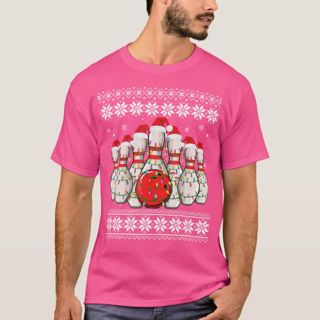 Funny Bowling Ugly Christmas Bowling Lover Bowlers T-Shirt (Front)