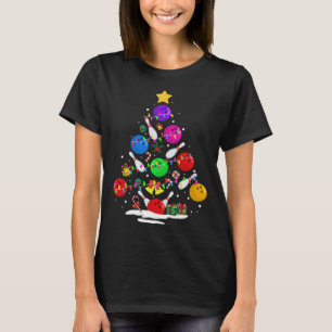 Funny Bowling Ugly Christmas Tree Lights Xmas For T-Shirt