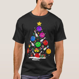 Funny Bowling Ugly Christmas Tree Lights Xmas For T-Shirt