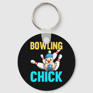Funny Bowling Women Cute Bowling Chick Sports Athl Keychain