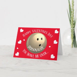 Personalized Valentine's Day Card with Fun Punch Out Bowling