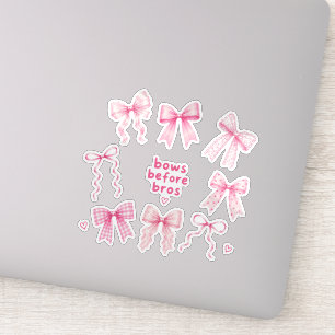 Funny Bows Before Bros Coquette Pink Gift For Her Sticker