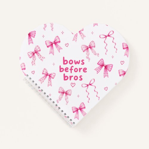 Funny Bows Before Bros Cute Coquette Pink Ribbon  Notebook