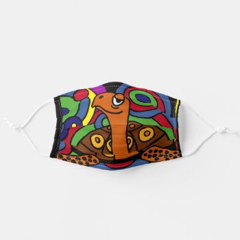 Funny Box Turtle Folk Art Adult Cloth Face Mask by inspirationrocks at Zazzle