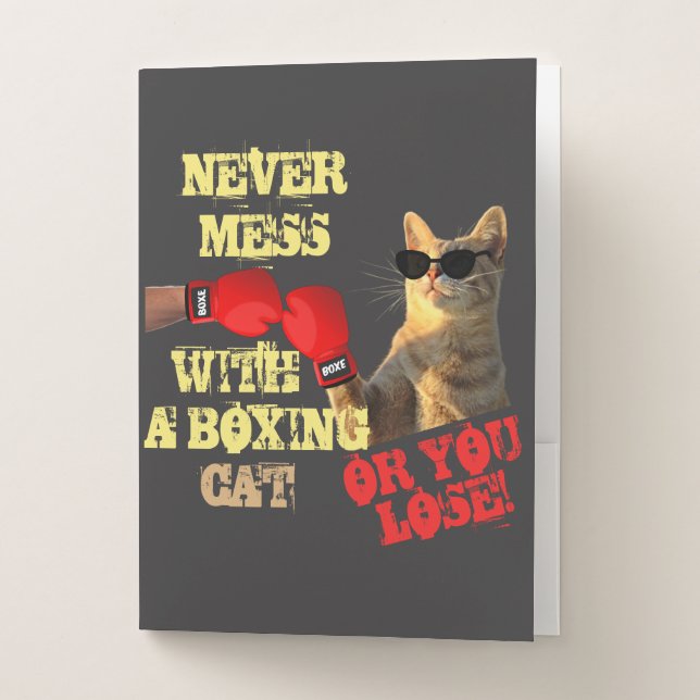 Funny Boxer Cat | Cute Cat Lovers Keepsake Pocket Folder (Front)