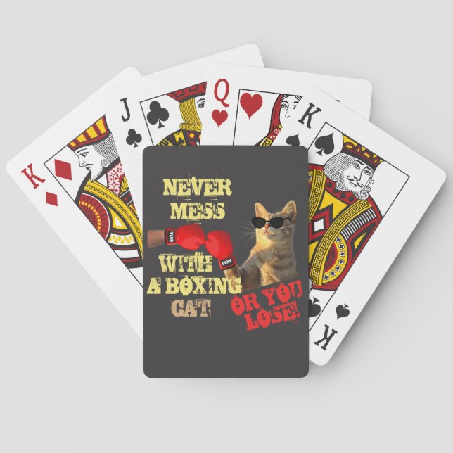 Funny Boxer Cat | Cute Cat Lovers Keepsake  Poker Cards (Back)