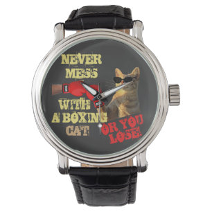 Funny Boxer Cat Cute Cat Lovers Keepsake Watch