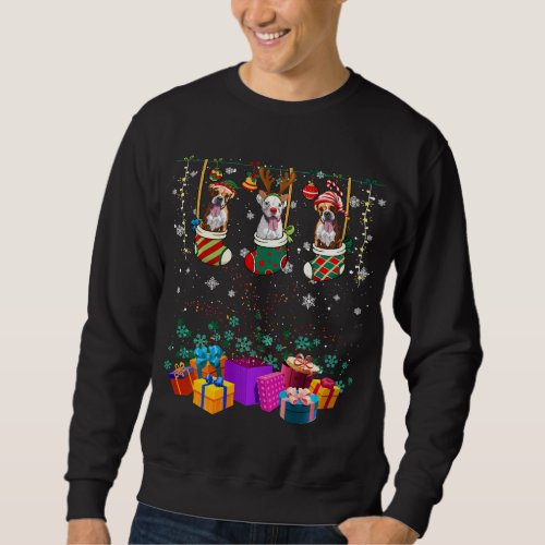 Funny Boxer Christmas Lights Xmas Socks Dog Lover Sweatshirt