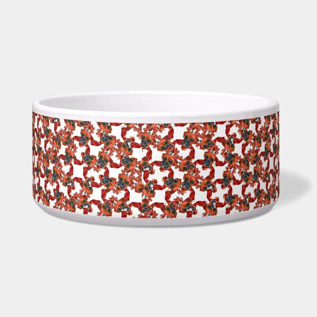 Funny Boxer Christmas Name Pattern Bowl (Left)