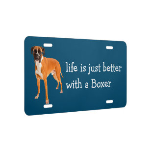 Funny Boxer Dog Breed Car License Tags Plate
