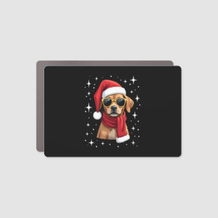 Funny Boxer Dog Christmas Lights Xmas Outfit Pajam Car Magnet