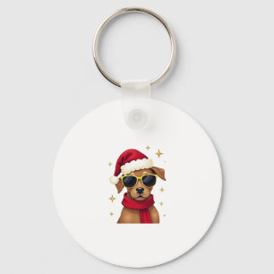 Funny Boxer Dog Christmas Lights Xmas Outfit Pajam Keychain