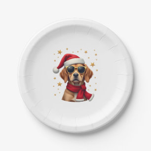 Funny Boxer Dog Christmas Lights Xmas Outfit Pajam Paper Plates