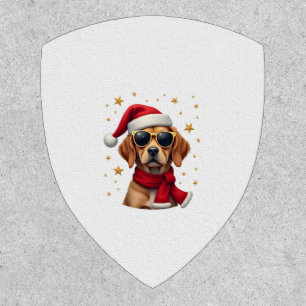 Funny Boxer Dog Christmas Lights Xmas Outfit Pajam Patch