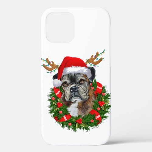 Funny Boxer Dog Christmas Reindeer Xmas Gift iPhone 12 Pro Case