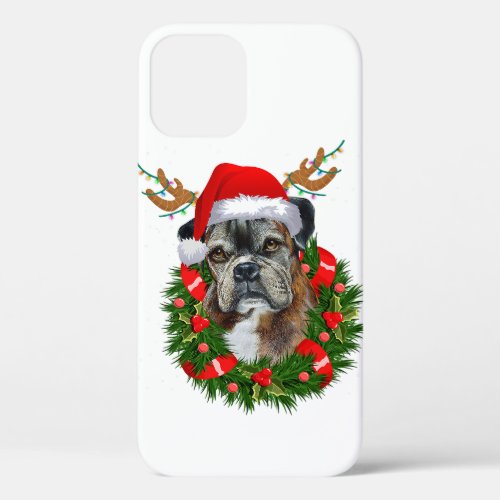 Funny Boxer Dog Christmas Reindeer Xmas Gift iPhone 12 Case