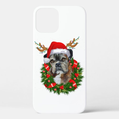 Funny Boxer Dog Christmas Reindeer Xmas Gift iPhone 12 Pro Case