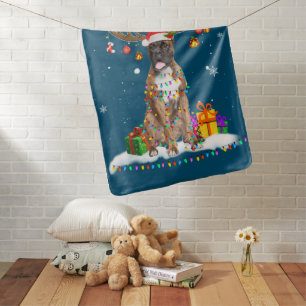 Funny Boxer Dog Christmas Tee Reindeer Christmas Baby Blanket
