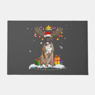 Funny Boxer Dog Christmas Tee Reindeer Christmas Doormat