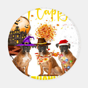 Funny Boxer Dog Happy Hallothanksmas Pet Owner Coaster Set